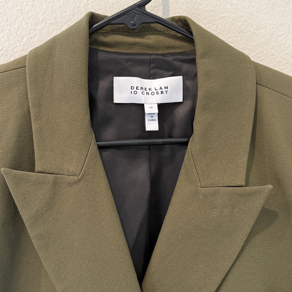 Derek Lam 10 Crosby Ady Double-Breasted Blazer Women’s Size 12 Army Green - Picture 3 of 12